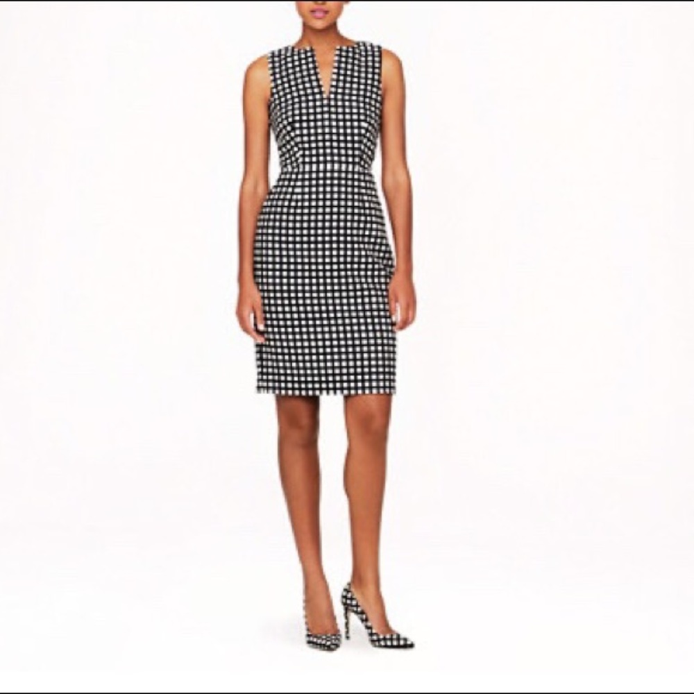 J. Crew Split Neck Window Pane Dress - image 1